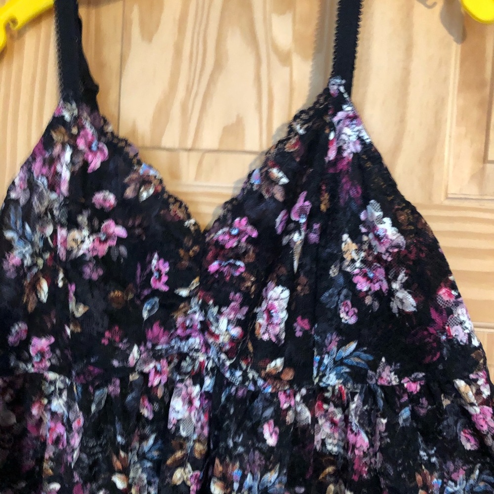 Babydoll Black/Purple Floral Lace Nightie 3